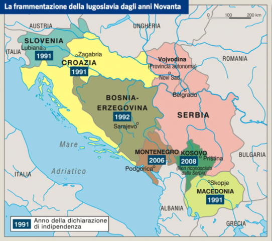 Mappa dissoluzione Jugoslavia