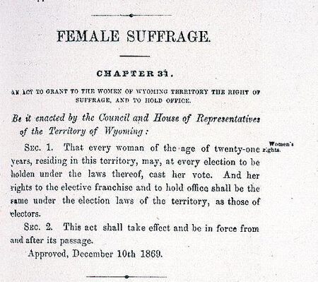 First State Passes Women's Suffrage Law