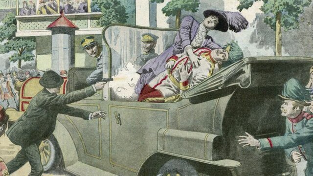 Assassinat de l'arxiduc Francesc Ferran a Sarajevo (Bòsnia).