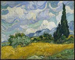 Wheat Field With Cypresses