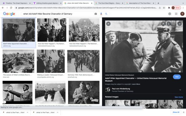 Adolf Hitler Become Chancellor of Germany