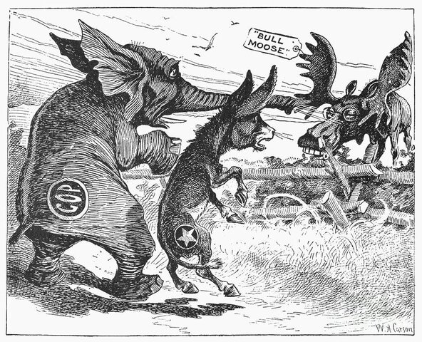 TR Runs for presidency in Bull-Moose Party