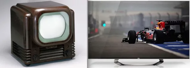 Televisión prehistórica VS televisión  4k ultra HD