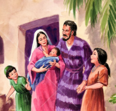 Esposa de Moisés y sus dos hijos.