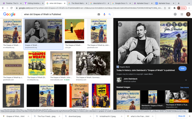 Grapes of Wrath is Published