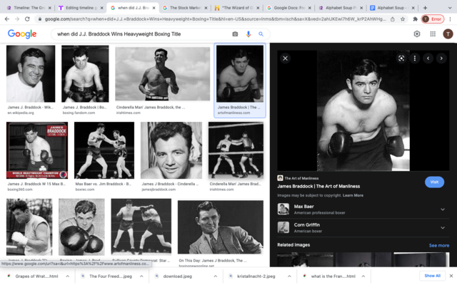 J.J. Braddock Wins Heavyweight Boxing Title