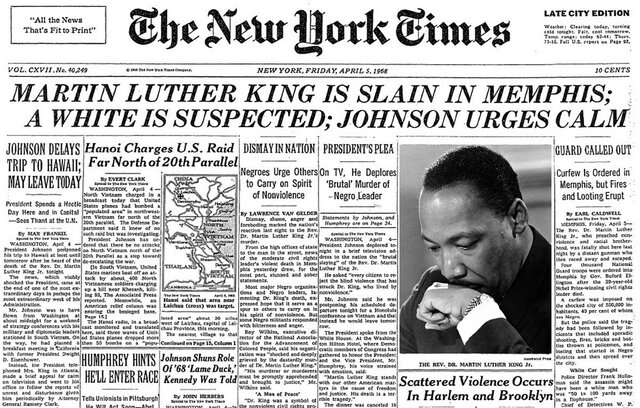 the assassination of Martin Luther King Jr in Memphis Tennessee