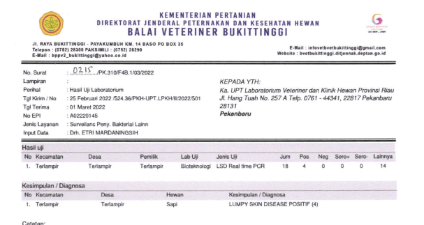Konfirmasi Lab Positif Siak