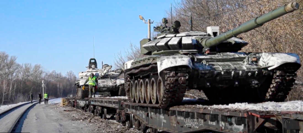 Russia tanks invaded when the revolution began to succeeded