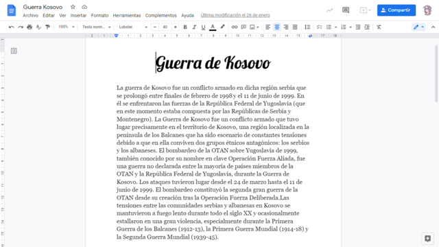 Ejemplo de crónica de guerra