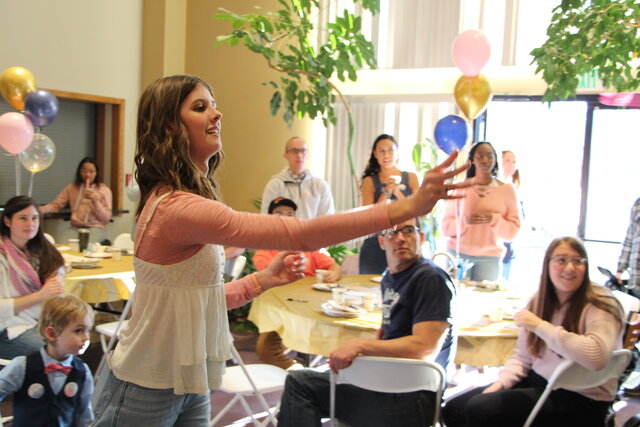 Popping Balloon at Aunt's Gender Reveal