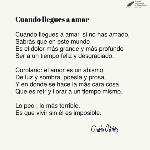 POESÍA Cuando llegues a amar - Rubén Darío