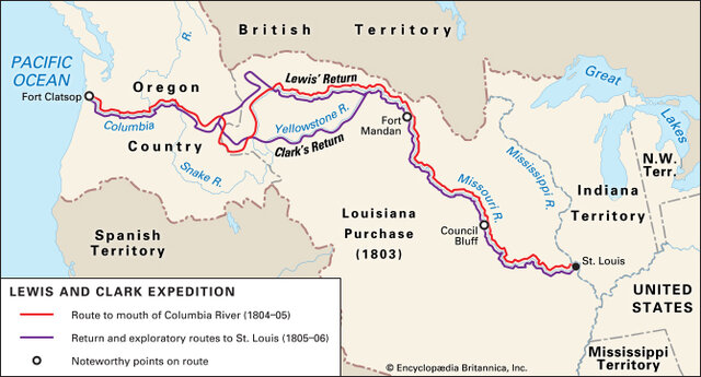 End of the expedition of Lewis and Clark