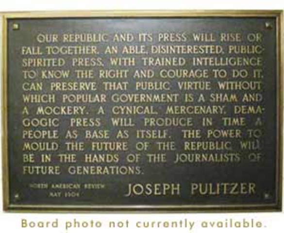 The Times wins its first Pulitzer Prize (New York Times Company).