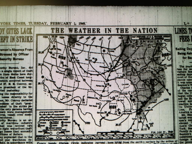 The first monthly weather chart is published (New York Times Company).