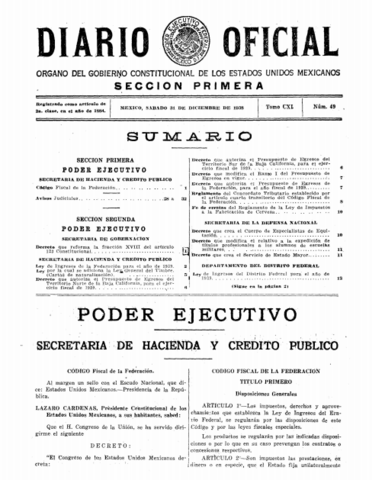 Creación del Código Fiscal de la Federación