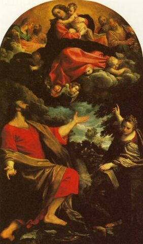 L’Apparition de la Vierge à saint Luc et sainte Catherine, Annibal Carrache