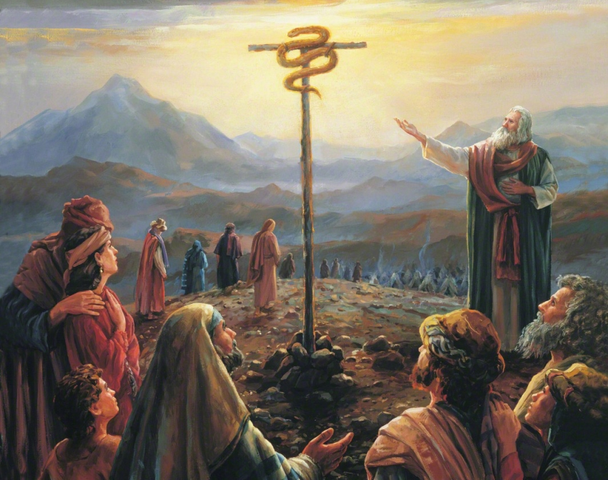 Moisés levanto la serpiente de bronce