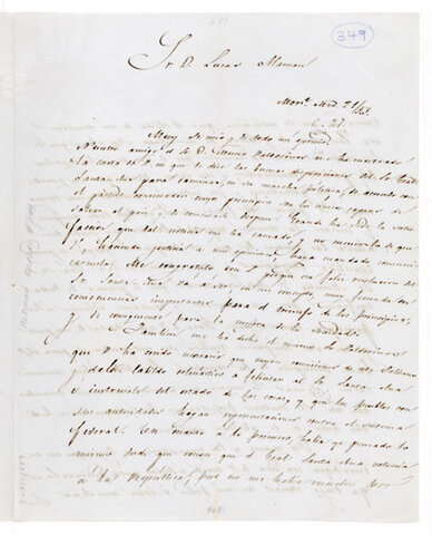Carta de Lucas Alamán a Santa Anna