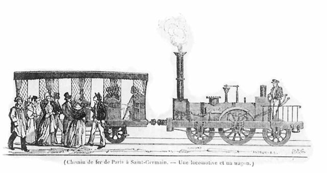 Croquis d'un véhicule à vapeur