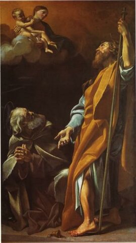 Madone avec saint Antoine abbé et saint Jacques le Majeur, Lanfranco,