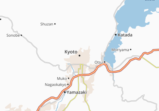 Mapa onde mostra a localização de Kyoto
