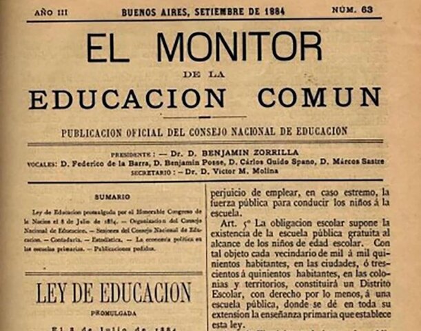 Promulgación de la Ley 1420 de Educación