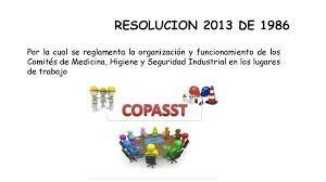 RESOLUCION 2013 DE 1986 COPASO