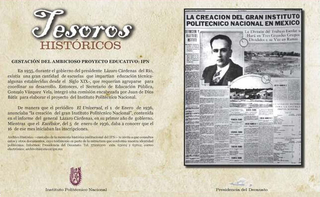 En el Diario Oficial de la Federación de México se publica el decreto presidencial del general Lázaro Cárdenas del Río, que ordena la creación del Instituto Politécnico Nacional.
