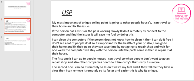 Presenting a business idea