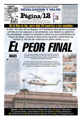 Renuncia del Presidente De la Rúa