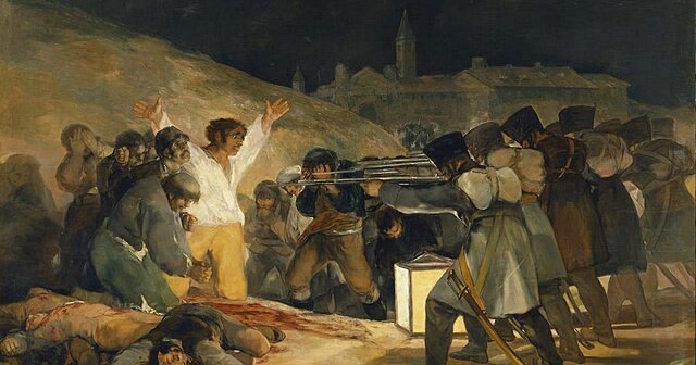 El tres de mayo de 1808 o Los fusilamientos del 3 de mayo en la montaña de Príncipe Pio en Madrid - GOYA