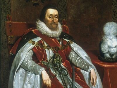 Tudor dynasty ends and Stuart dynasty begins