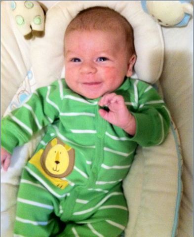 Evan smiles for the 1st time!