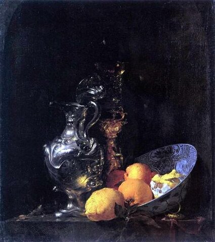 Nature morte à l’aiguière en argent et à la coupe en porcelaine, Willem Kalf