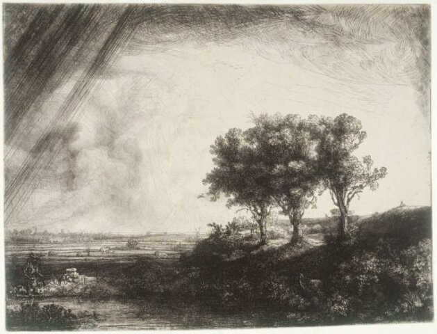! *Paysage aux trois arbres, Rembrandt,