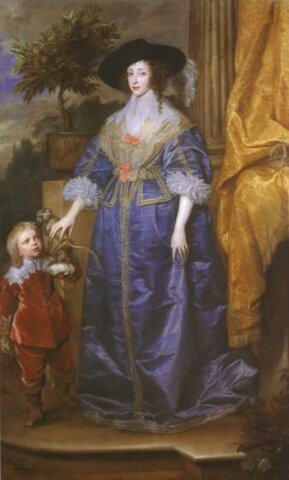 Portrait de la reine Henriette de France avec sir Jeffrey Hudson,