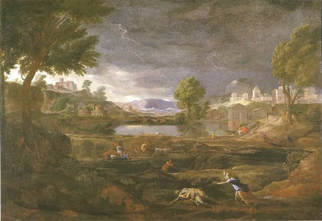 Paysage orageux avec Pyrame et Thisbé, Nicolas Poussin