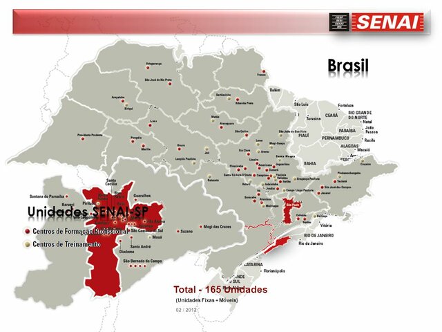 Escolas fixas Senai no estado de São Paulo