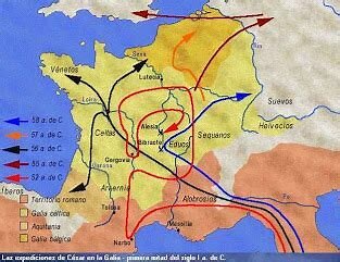Julio César conquista la Galia y entra en Italia.