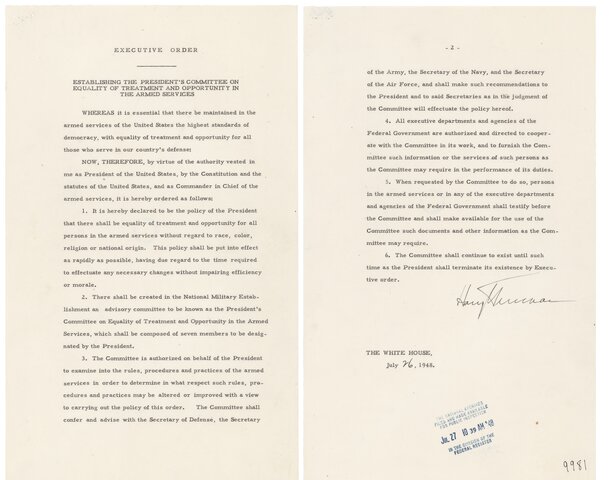Executive Order 9981 Signed by Truman