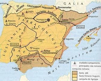 - Finaliza la conquista de Hispania.