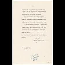 Executive Order 9981 signed by President Truman