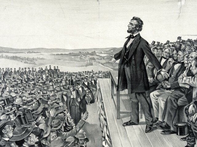 Lincoln gives his Gettysburg Address