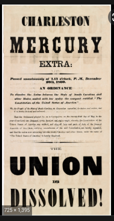 South Carolina votes to secede from the U.S.