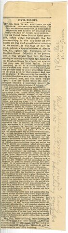 Rev. Mr. Cook vs. Mr. Newcomer