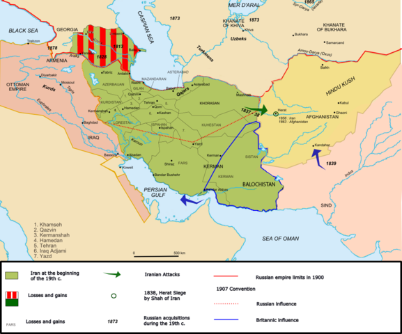 Treaty of Saint Petersburg between British and Russians for the division of Central Asia.