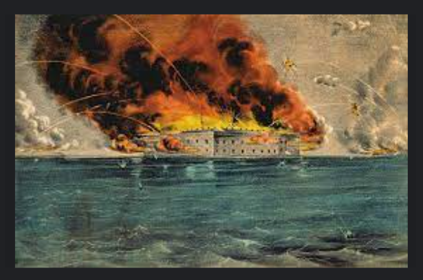The Confederates fire on Fort Sumter