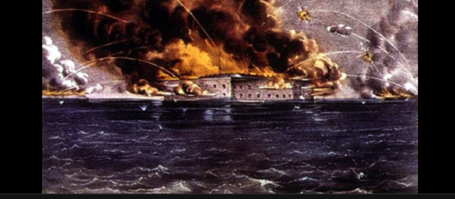 Confederate forces fire on Fort Sumter