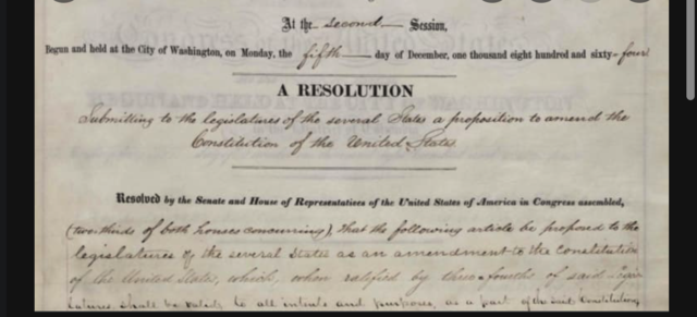 Congress passes the 13th Amendment